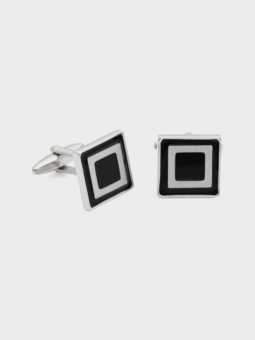 Boutons de manchettes carrés noirs - Father & Sons   -  