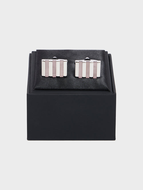 Boutons de manchettes rectangles avec pierres roses - Father & Sons   - 2 