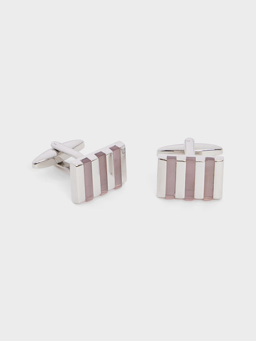 Boutons de manchettes rectangles avec pierres roses - Father & Sons   - 1 