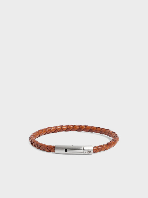 Bracelet en cuir tressé camel - 1 - Father & Sons   - 2 
