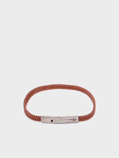 Bracelet en coton ciré tressé camel - 1 - Father & Sons   - 1 