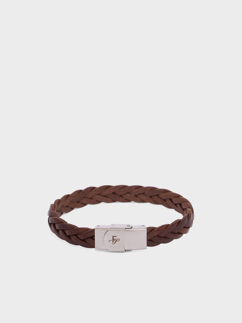 Bracelet en cuir tressé marron - 1 - Father & Sons   - 3 