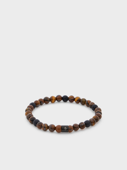 Bracelet en perles de roche marron - Father & Sons   - 1 