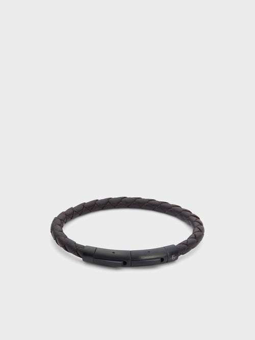 Bracelet en cuir tressé marron - Father & Sons   - 1 
