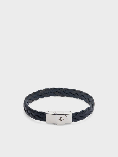Bracelet en cuir tressé noir - Father & Sons   - 1 