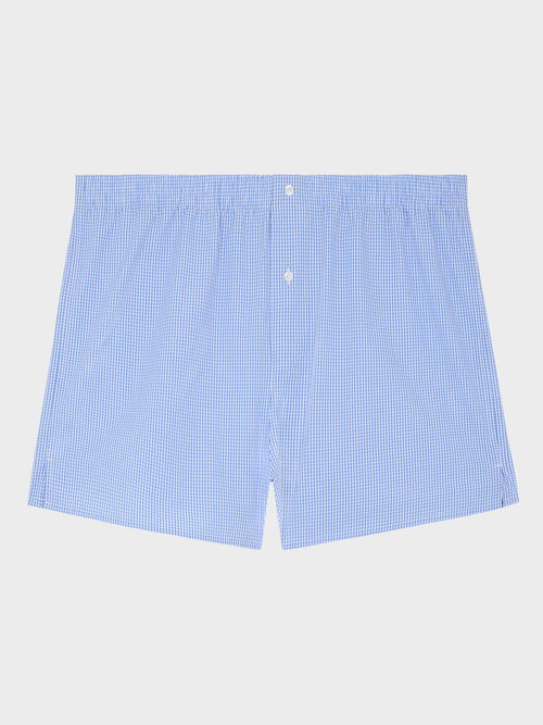 Caleçon en coton bleu ciel à carreaux - Father & Sons   - 1 