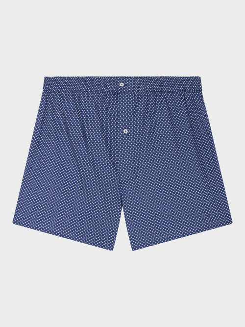 Caleçon en coton bleu marine à motif - Father & Sons   - 1 