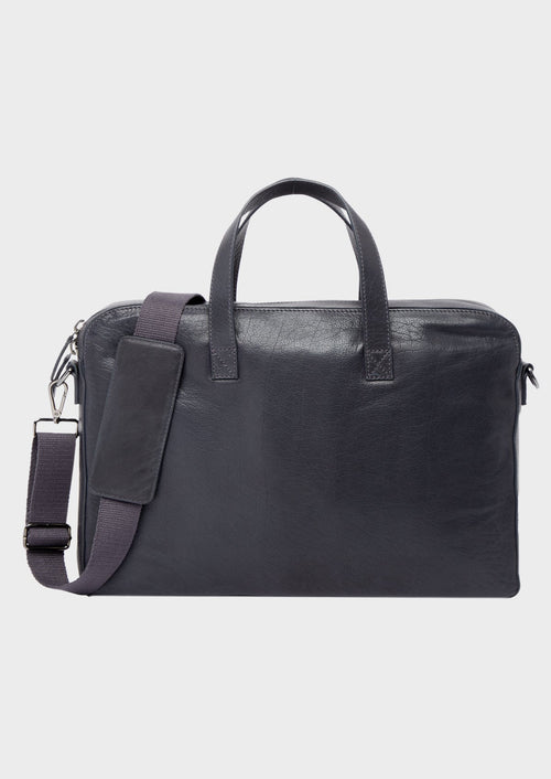 Sac ordinateur en cuir bleu marine - 1 - Father & Sons   - 19 
