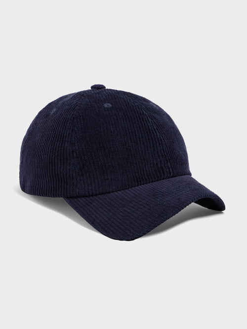 Casquette en velours côtelé bleu marine - Father & Sons   - 1 