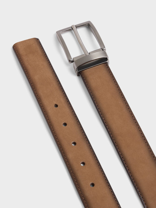 Ceinture ajustable en cuir nubuck camel - 2 - Father & Sons   - 14 