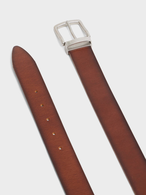 Ceinture ajustable en cuir lisse cognac - 2 - Father & Sons   - 11 