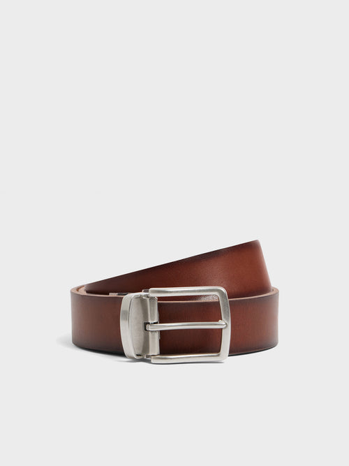 Ceinture ajustable en cuir lisse cognac - 1 - Father & Sons   - 11 