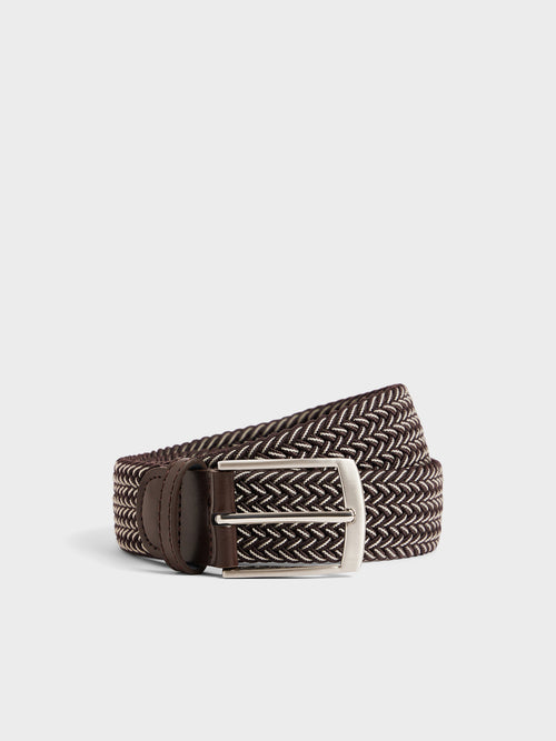 Ceinture tressée marron et écru - 1 - Father & Sons   - 6 