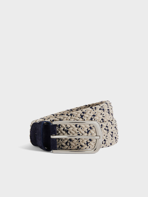 Ceinture tressée beige et bleu indigo - 1 - Father & Sons   - 15 