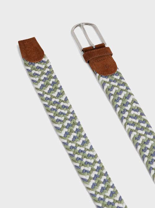 Ceinture tressée kaki, bleu et blanc - 2 - Father & Sons   - 20 