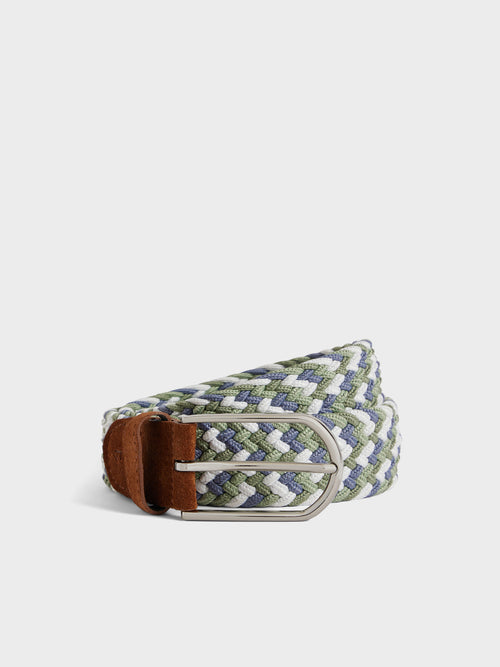 Ceinture tressée kaki, bleu et blanc - 1 - Father & Sons   - 20 