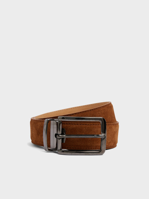 Ceinture ajustable en cuir nubuck marron - Father & Sons   -  