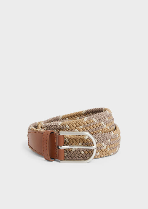 Ceinture tressée taupe et beige - Father & Sons   - 1 