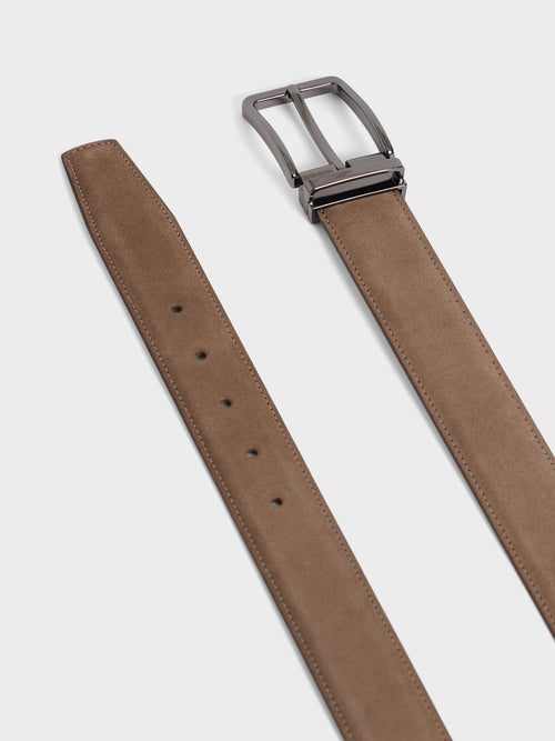 Ceinture ajustable en cuir nubuck marron - 2 - Father & Sons   - 15 