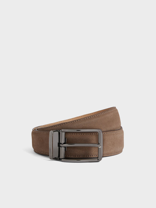 Ceinture ajustable en cuir nubuck marron - 1 - Father & Sons   - 15 