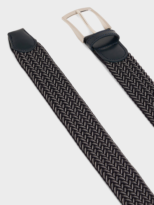 Ceinture tressée bleu marine et gris - 2 - Father & Sons   - 8 