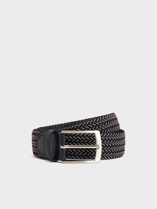 Ceinture tressée bleu marine et gris - 1 - Father & Sons   - 8 