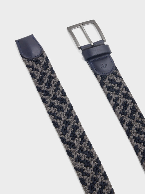 Ceinture tressée bleu marine et anthracite - Father & Sons   - 2 
