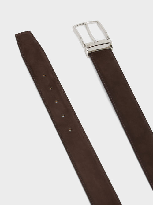 Ceinture ajustable en cuir nubuck marron - Father & Sons   - 2 