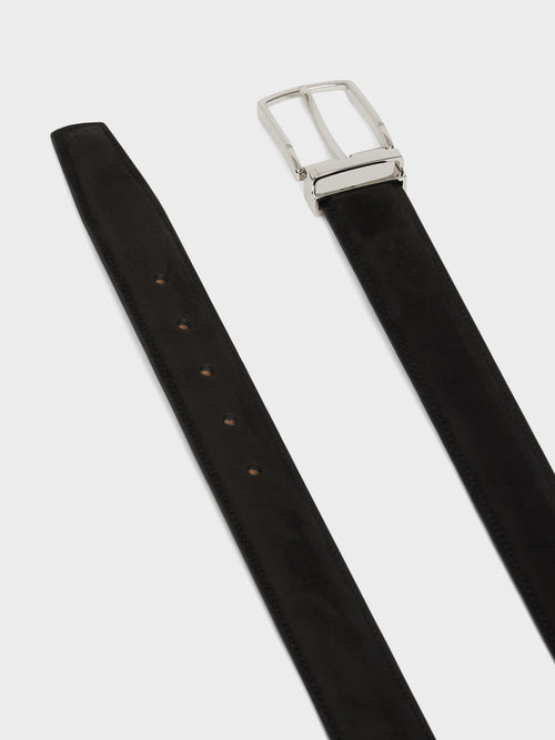 Ceinture ajustable en cuir nubuck noir - Father & Sons   - 2 