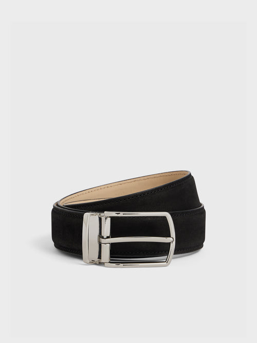 Ceinture ajustable en cuir nubuck noir - Father & Sons   - 1 