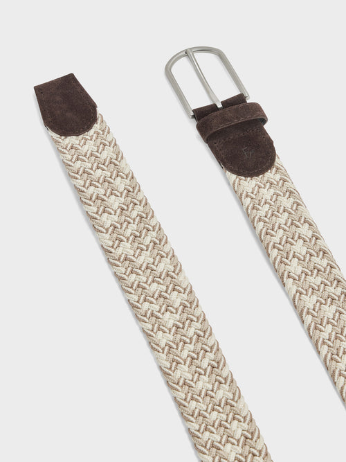 Ceinture tressée marron clair et écru - Father & Sons   - 2 