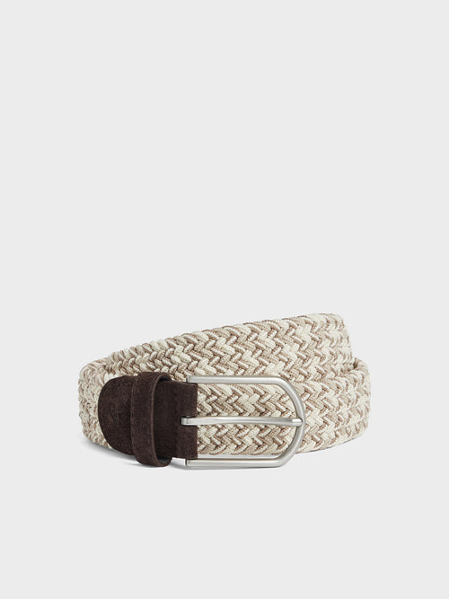 Ceinture tressée marron clair et écru - Father & Sons   - 1 