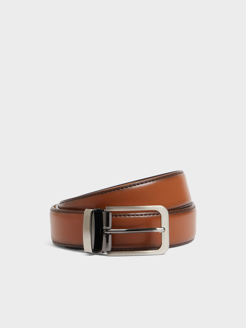Ceinture ajustable en cuir lisse cognac - 1 - Father & Sons   - 9 