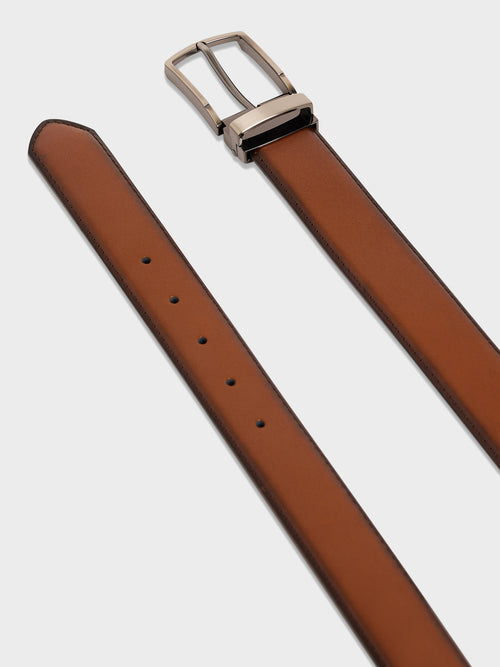 Ceinture ajustable en cuir lisse cognac - 2 - Father & Sons   - 10 