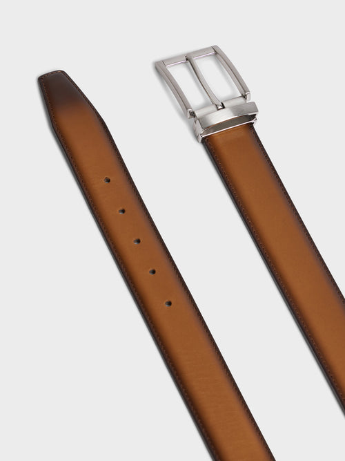 Ceinture ajustable en cuir lisse cognac - 2 - Father & Sons   - 6 