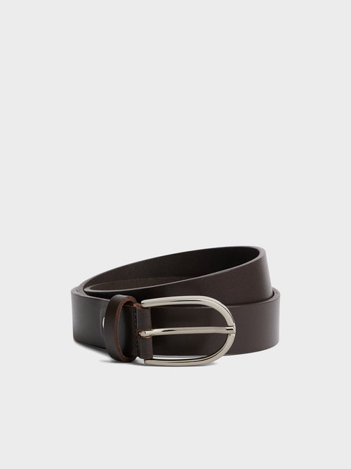 Ceinture ajustable en cuir lisse marron - 1 - Father & Sons   - 12 