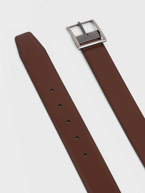 Ceinture ajustable et réversible en cuir lisse marron - 2 - Father & Sons   - 20 