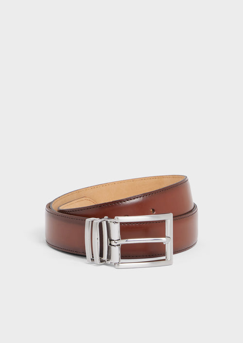 Ceinture ajustable en cuir lisse cognac - 1 - Father & Sons   - 7 