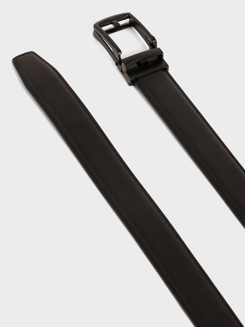 Ceinture ajustable en cuir grainé noir - 2 - Father & Sons   - 10 