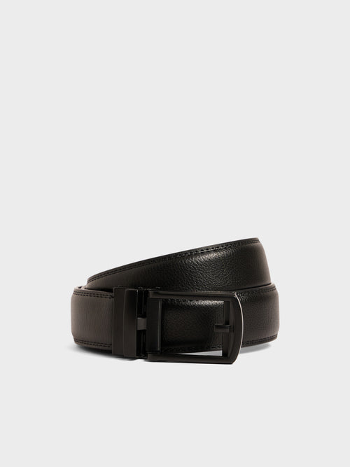 Ceinture ajustable en cuir grainé noir - 1 - Father & Sons   - 10 