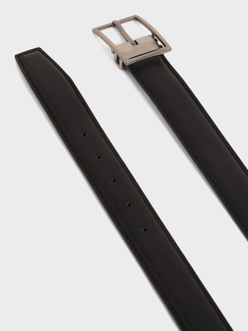 Ceinture ajustable en cuir lisse noir - 2 - Father & Sons   - 17 