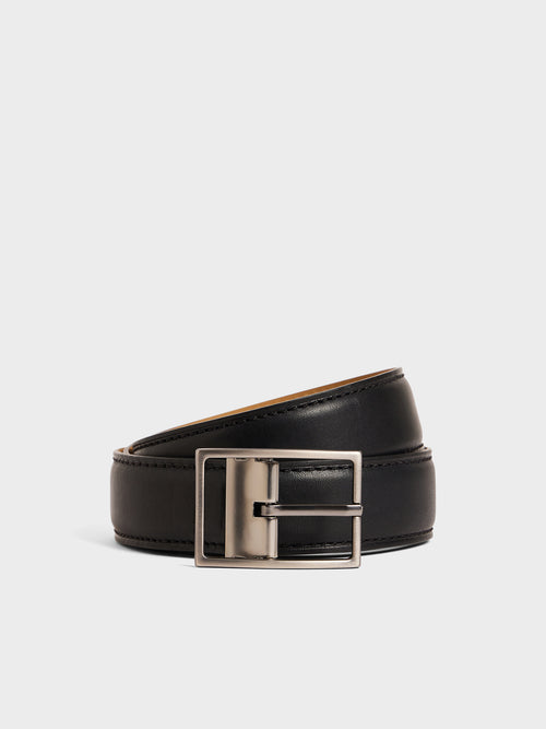 Ceinture ajustable en cuir lisse noir - 1 - Father & Sons   - 17 