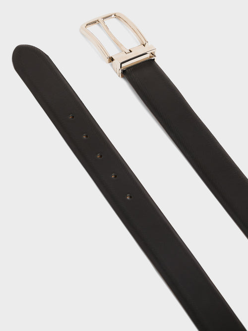 Ceinture ajustable en cuir lisse noir - 2 - Father & Sons   - 19 
