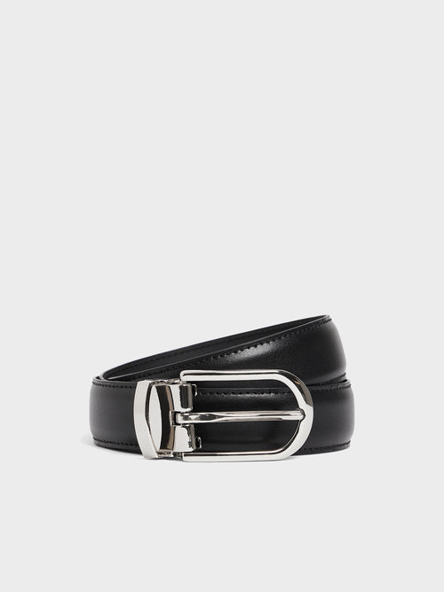 Ceinture ajustable en cuir lisse noir - Father & Sons   -  