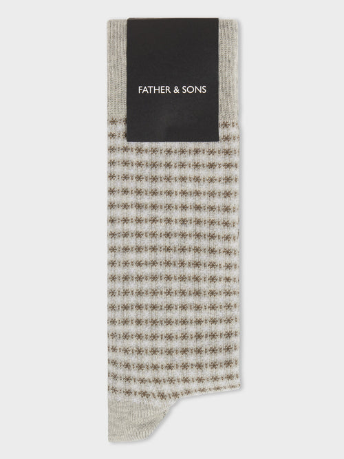 Chaussettes en coton bio mélangé gris à motif - Father & Sons   - 1 
