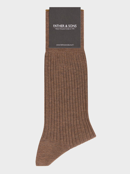Chaussettes en coton fil d'Ecosse marron - Father & Sons   -  