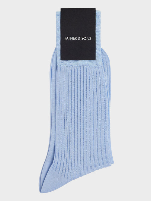 Chaussettes en coton fil d'Ecosse bleu ciel - 1 - Father & Sons   - 8 