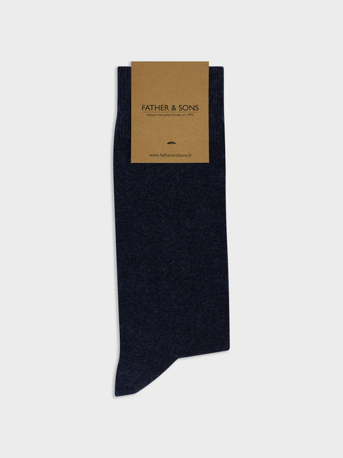 Chaussettes en coton bio mélangé bleu indigo - Father & Sons   - 1 