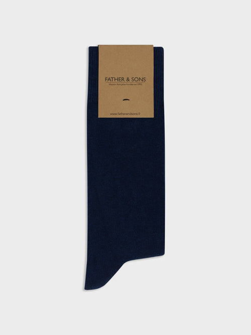 Chaussettes en coton bio mélangé bleu indigo - 1 - Father & Sons   - 4 