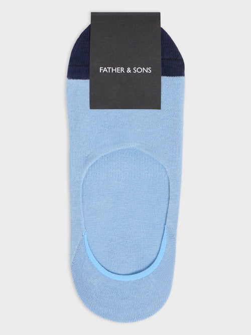 Chaussettes invisibles en coton mélangé bleu jeans - 1 - Father & Sons   - 7 